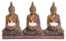 Buddhafigur mit Teelichthalter für 3 Teelichter, meditierend, mehrfarbig