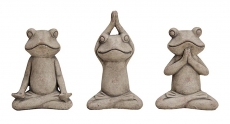 Gartenfiguren Yoga Frosch im Lotussitz, 3er Set