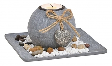 Teelichthalter-Set mit Herz und Deko-Steinen