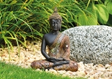Dekofigur Thai Buddha, meditierend, schwarz-gold