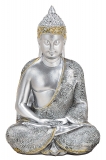 Dekofigur Thai Buddhafigur, meditierend, Silber