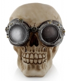 Gothic Steampunk Totenkopf mit silberner Motorrad-Brille