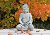 Gartenfigur Thai Buddha, meditierend, grau, H 31 cm