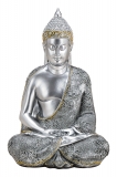 Dekofigur Thai Buddhafigur, groß, meditierend, Silber