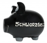 Sparschwein Schwarzgeld, Keramik, schwarz