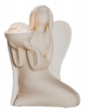 Beige Engel-Figur mit Teelichthalter, Keramik
