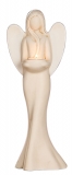 Große Engel-Figur mit Teelichthalter, Beige, Keramik