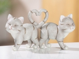 Katzenfigur Katzenpaar, bilden mit ihren Schwnzen ein Herz